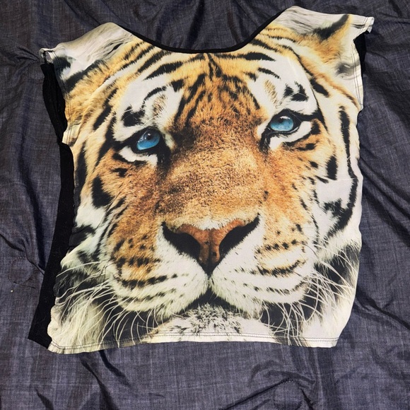 Ambiance Tops - Tiger Print Shirt - Black and White